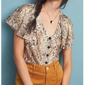 Anthropologie Eva Franco women animal print Lace Top with Cami tank Sz M NWT